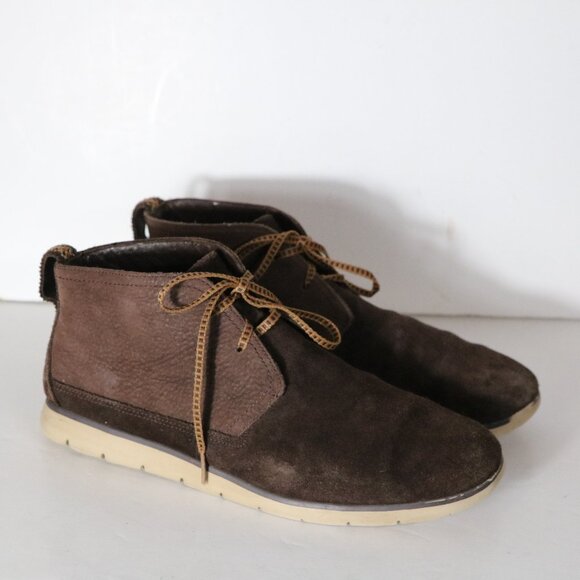 UGG Men Freamon Waterproof Chukka Boot 11.5 Chocolate Brown Suede Lace Up Casual - Picture 1 of 9